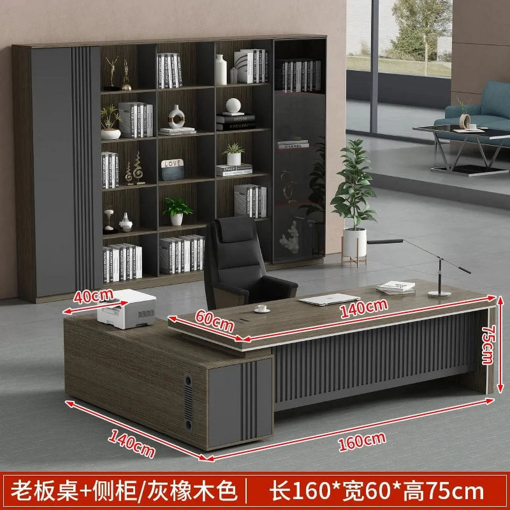 L Shaped Dark Wood Office Desk P7837