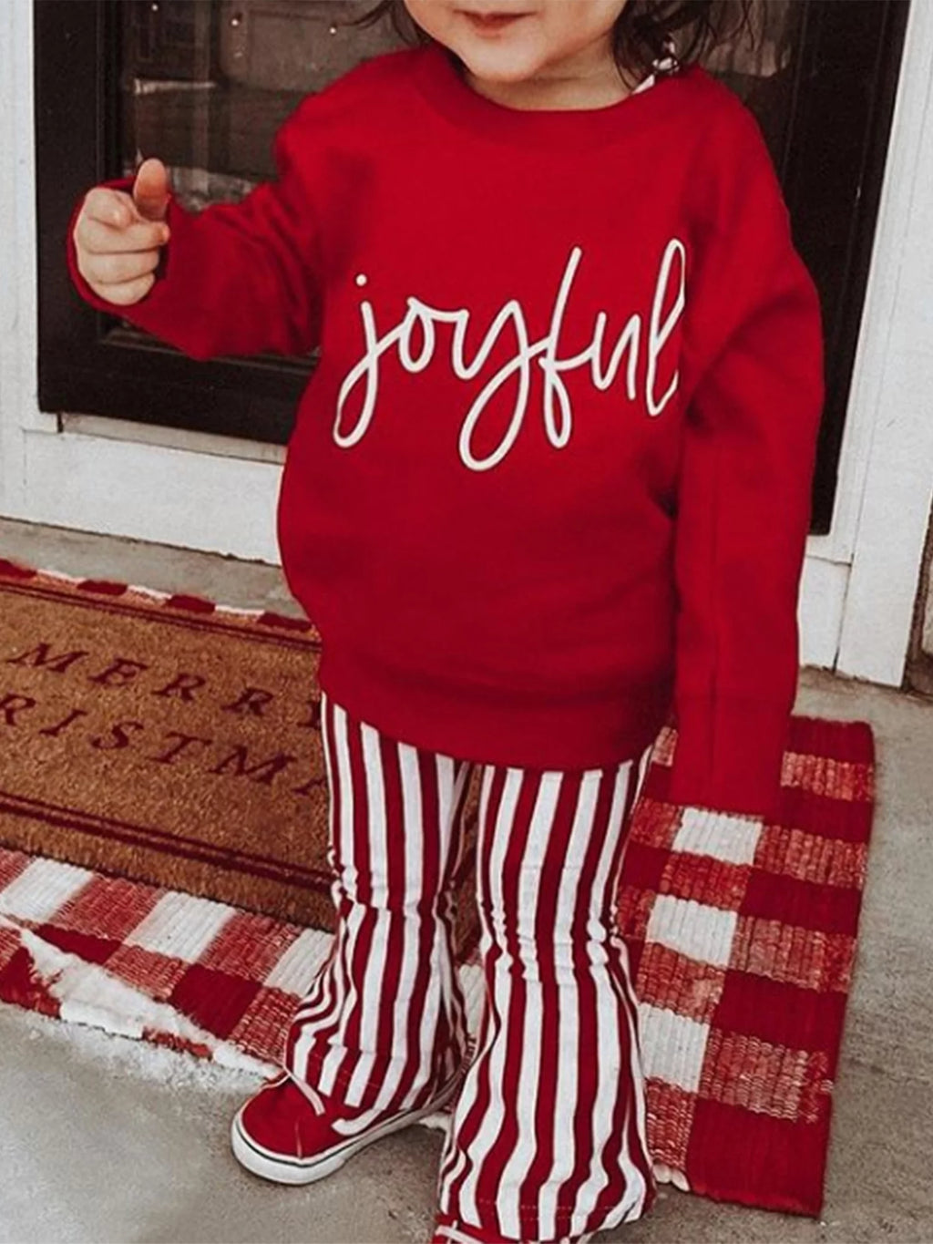 Long Sleeve Round Neck Christmas Shirt and Trousers M4913