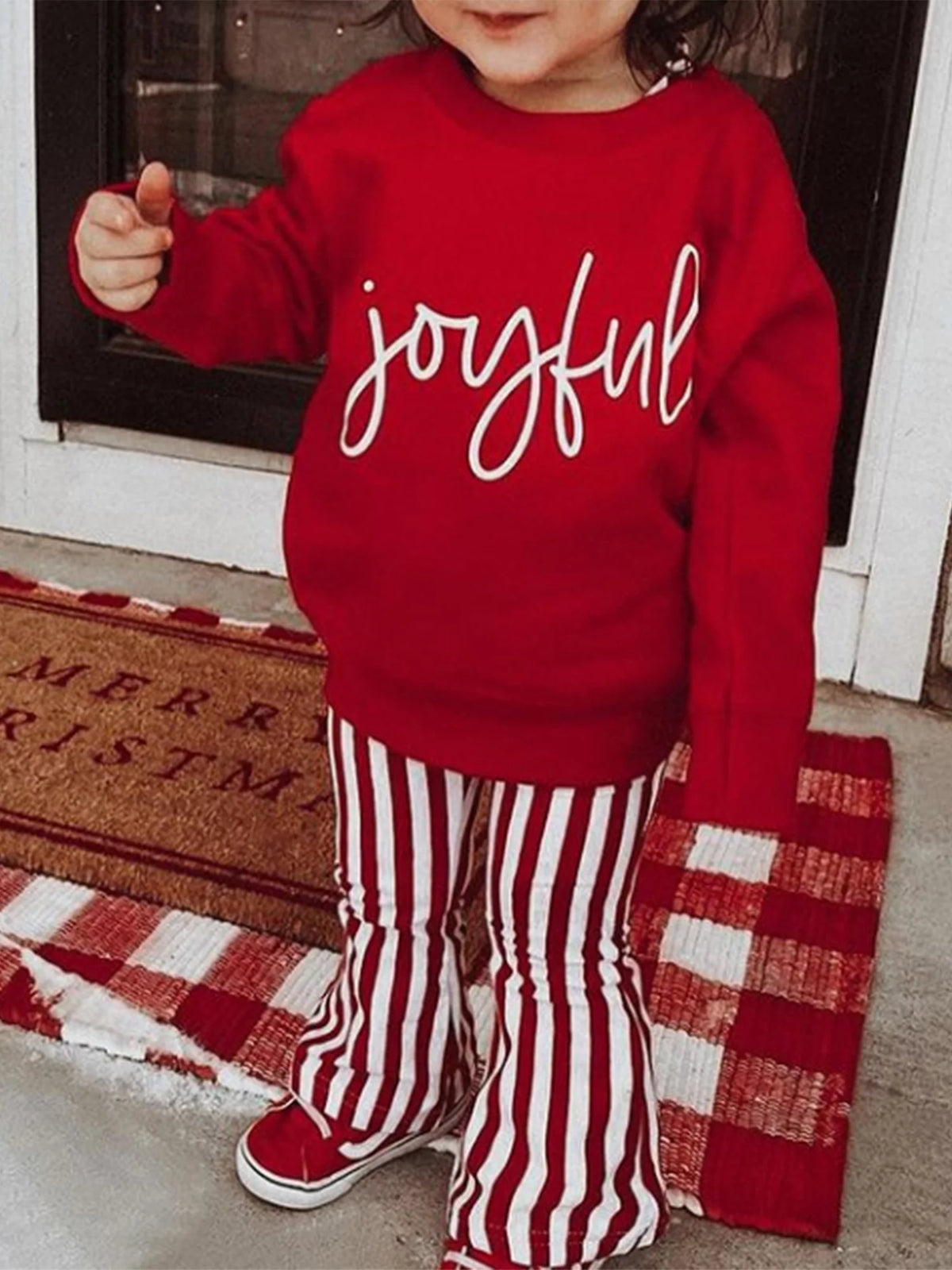 Long Sleeve Round Neck Christmas Shirt and Trousers M4913
