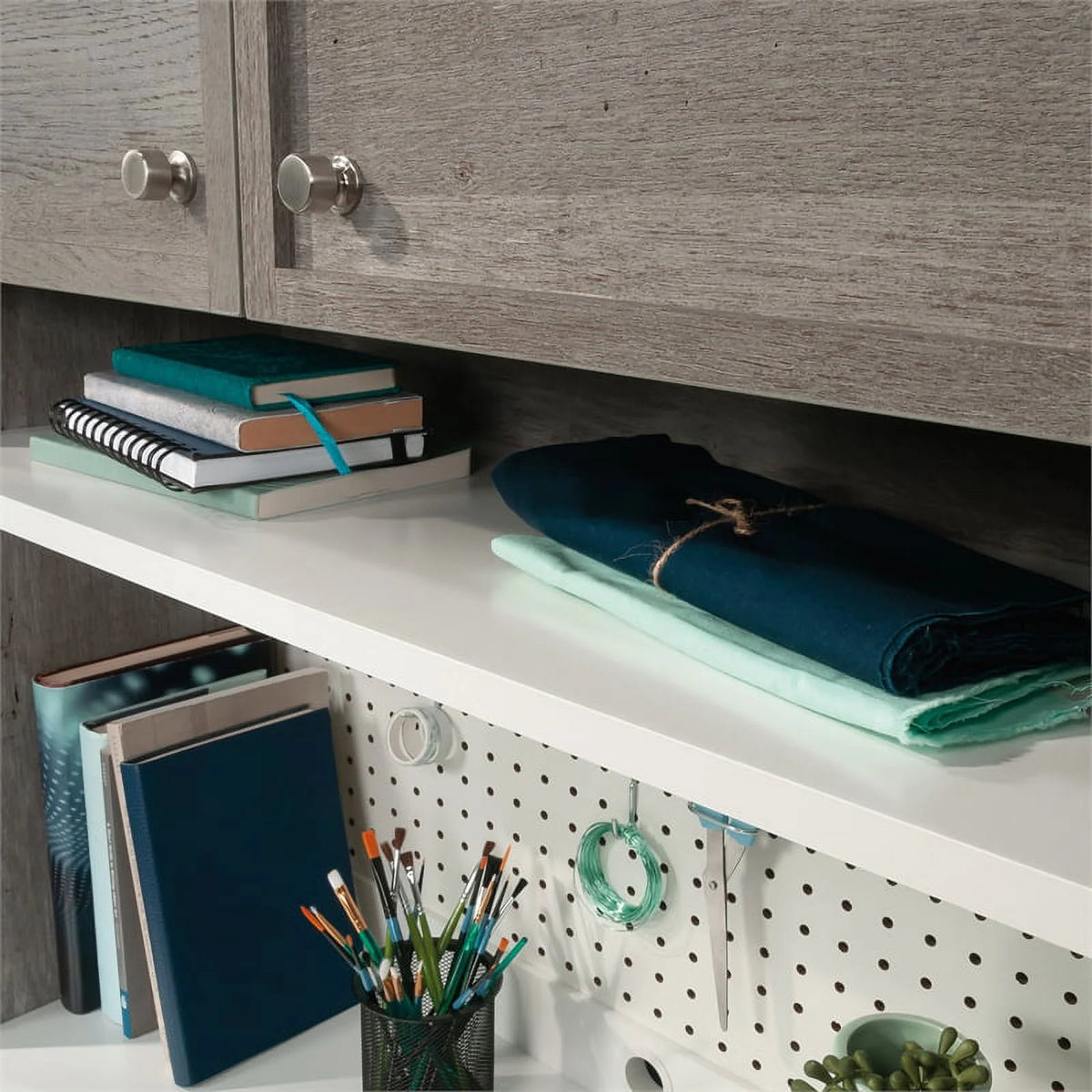 Engineered Wood Storage Hutch in Mystic Oak Finish I263199