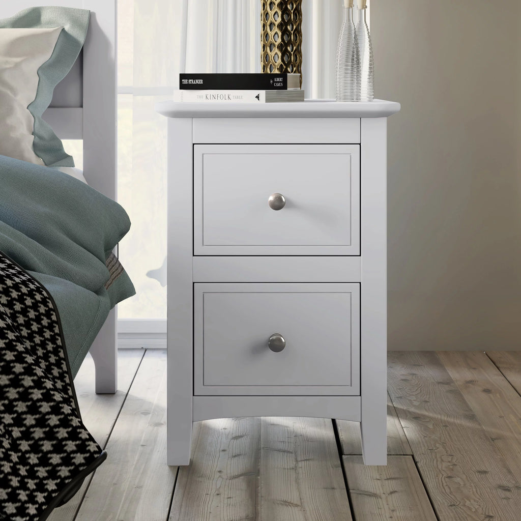 White 2 Drawers Solid Wood Nightstand End Table M637