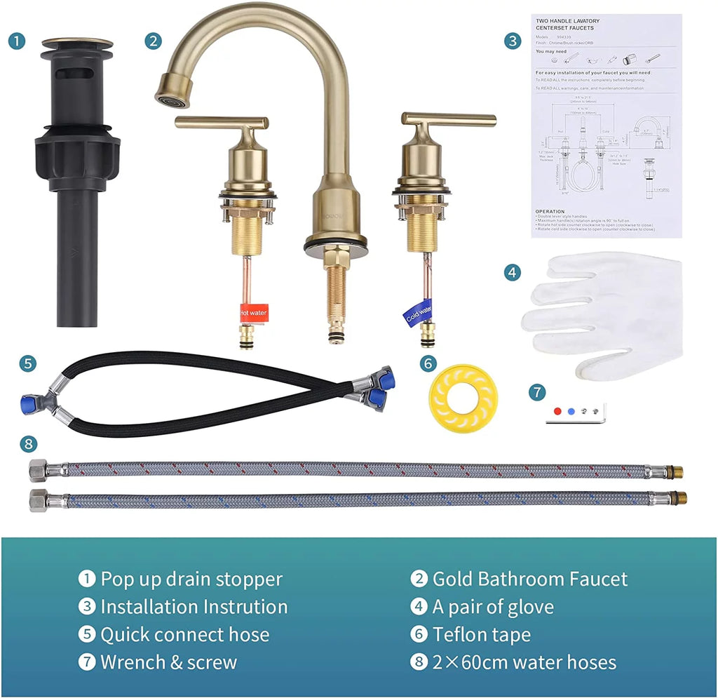 Widespread 3 Hole 2 Handles Bathroom Faucet U70206
