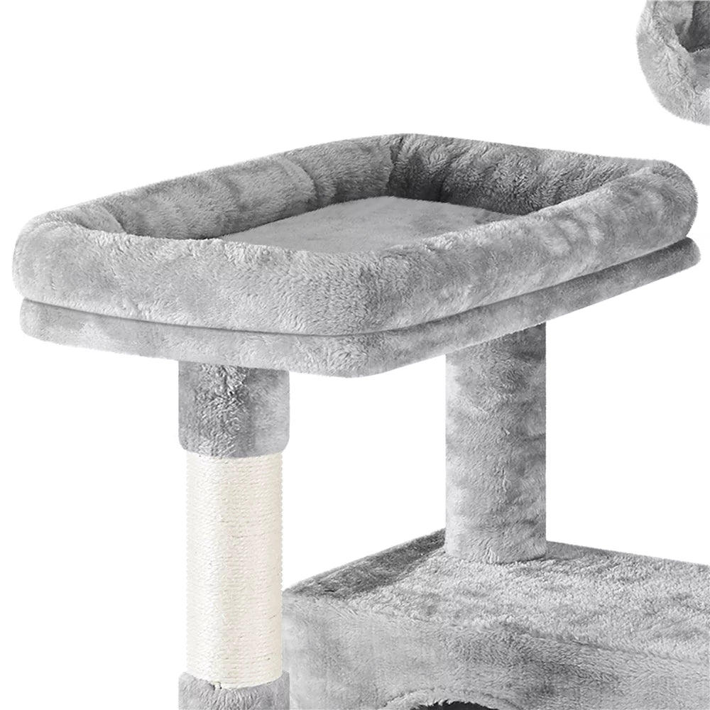 Light Gray Multilevel Cat Tree with 2 Condos H950