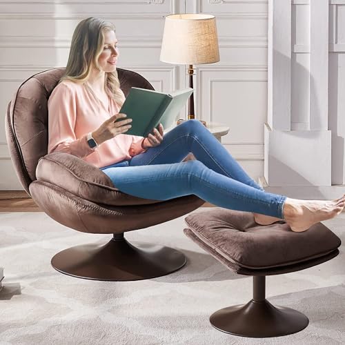 Velvet Swivel Accent Chair with Ottoman Set C333869
