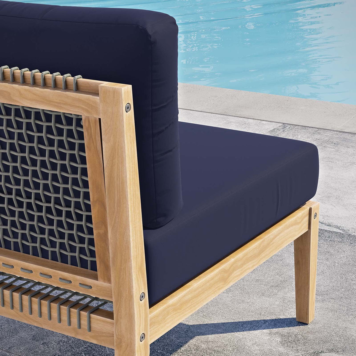 Gray Navy Teak Wood Outdoor Chair T1908