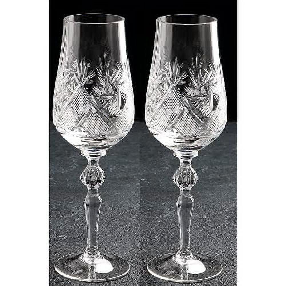 Hand Made Vintage Crystal Champagne Flute Glasses Set Of 2 E44620