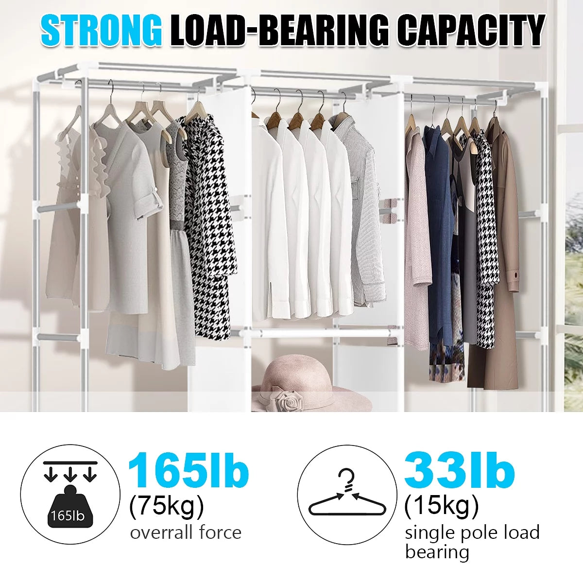 Portable Closet with Cover 50x17x67inch Gray N61959