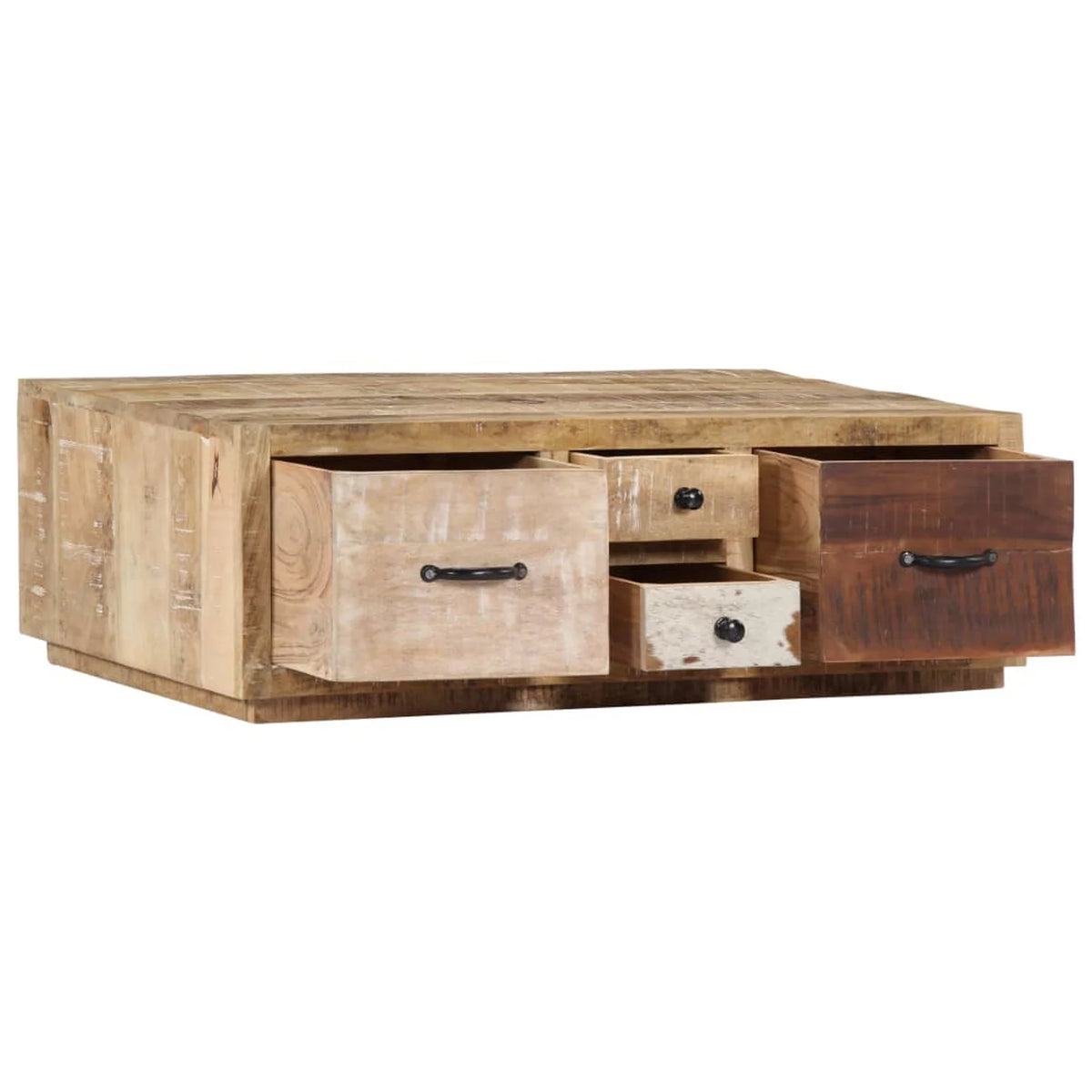 Coffee Table with 4 Storage Drawers Mango Wood 35.4 x 23.6 x 11.8 Inches K112