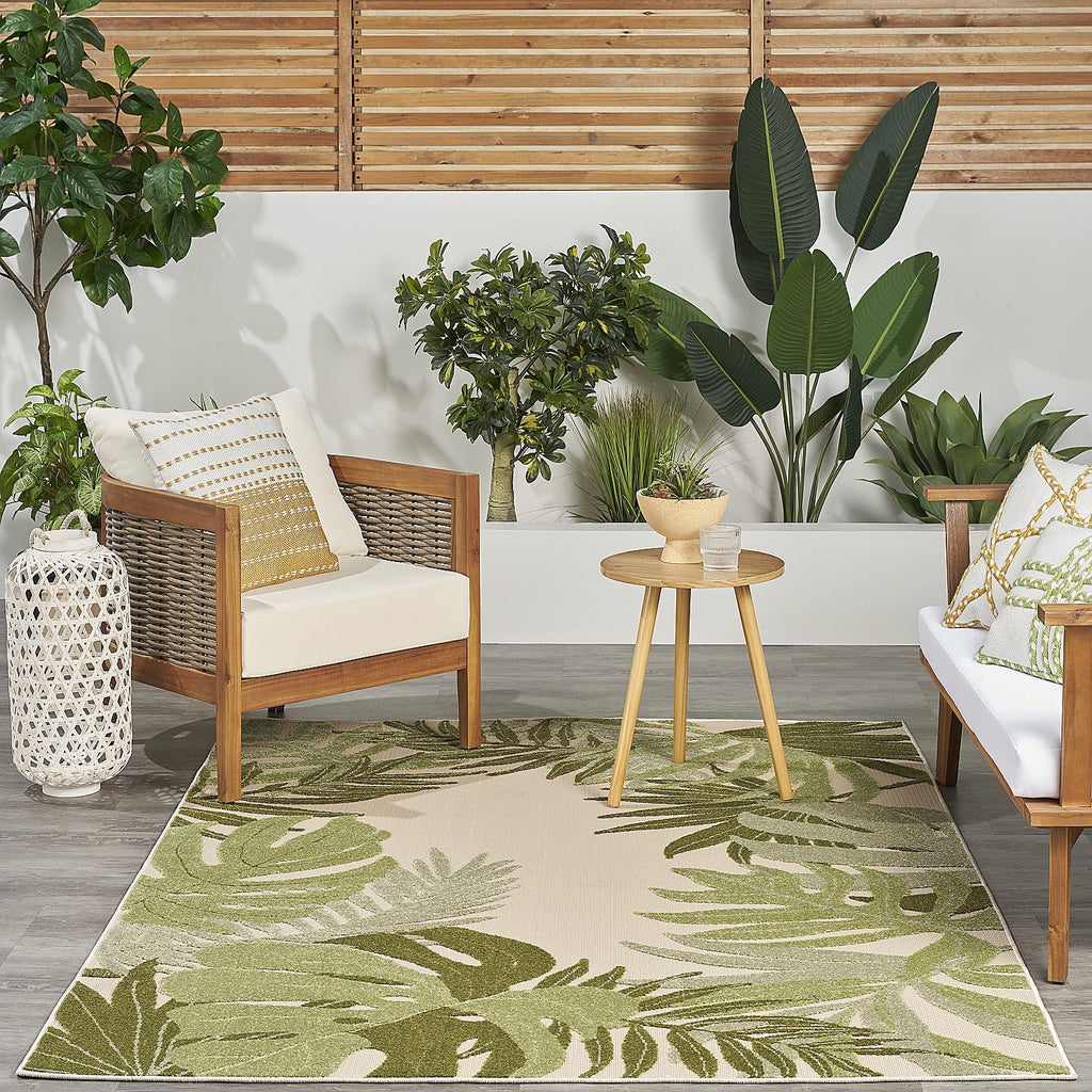 4' x 6' Ivory Green Area Rug P7258