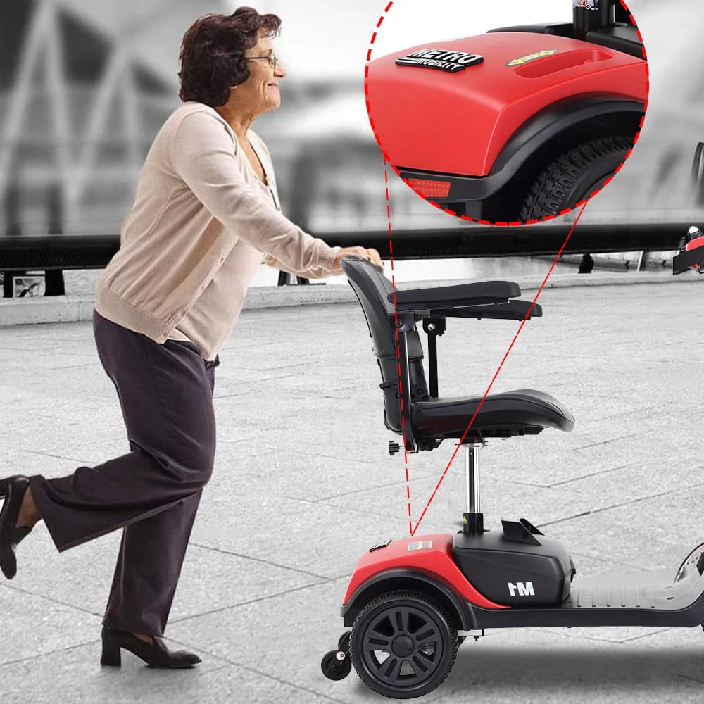 4 Wheel Heavy Duty Electric Scooter with Sliding Swivel Seat, 265lbs, Red A327