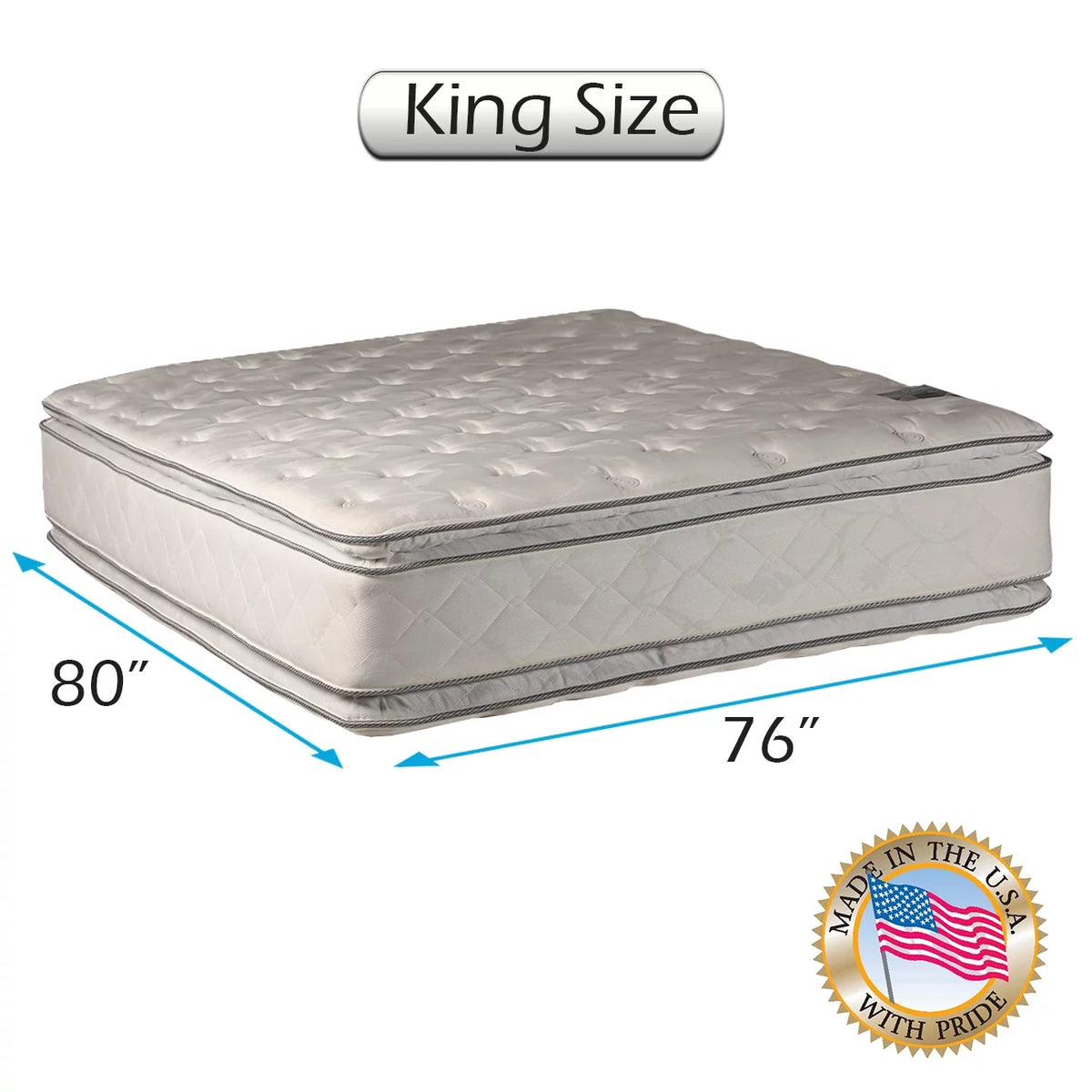 King Size Innerspring PillowTop Mattress with Bed Frame Y2811
