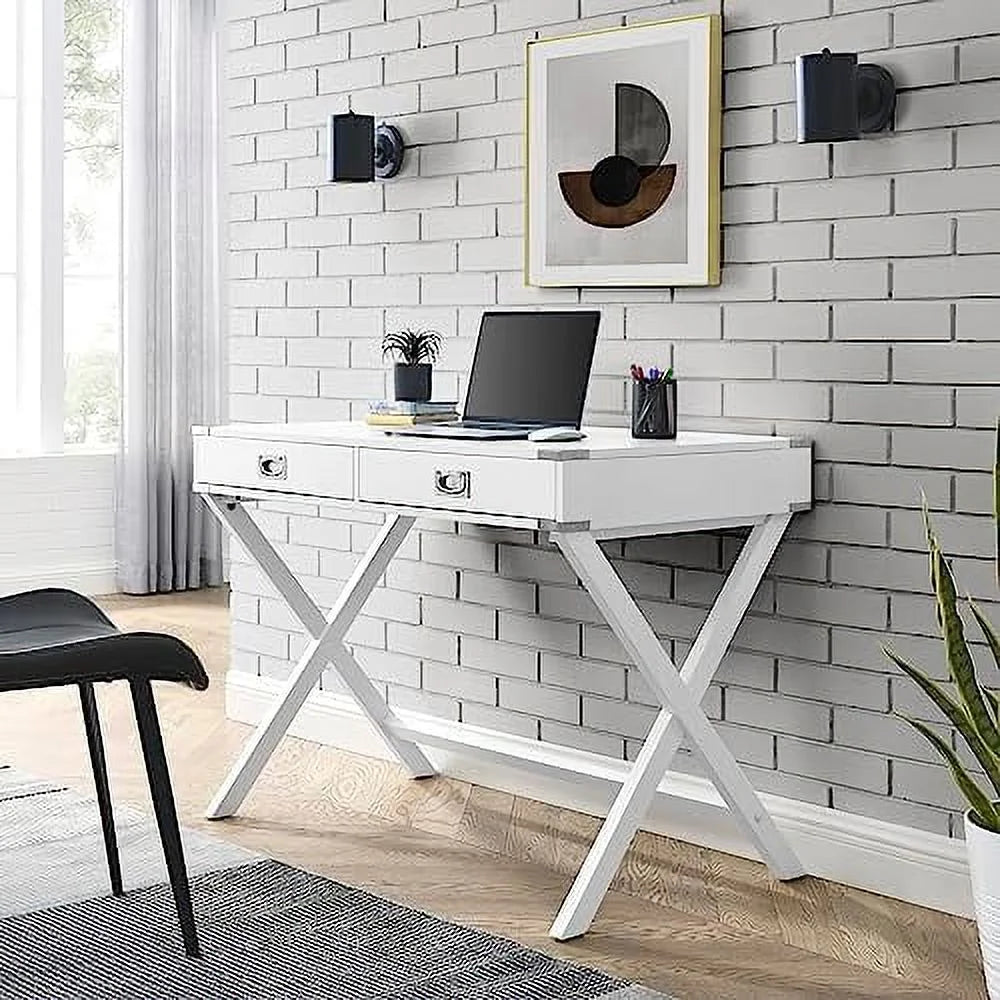 Small White Computer Desk with Drawer F3730