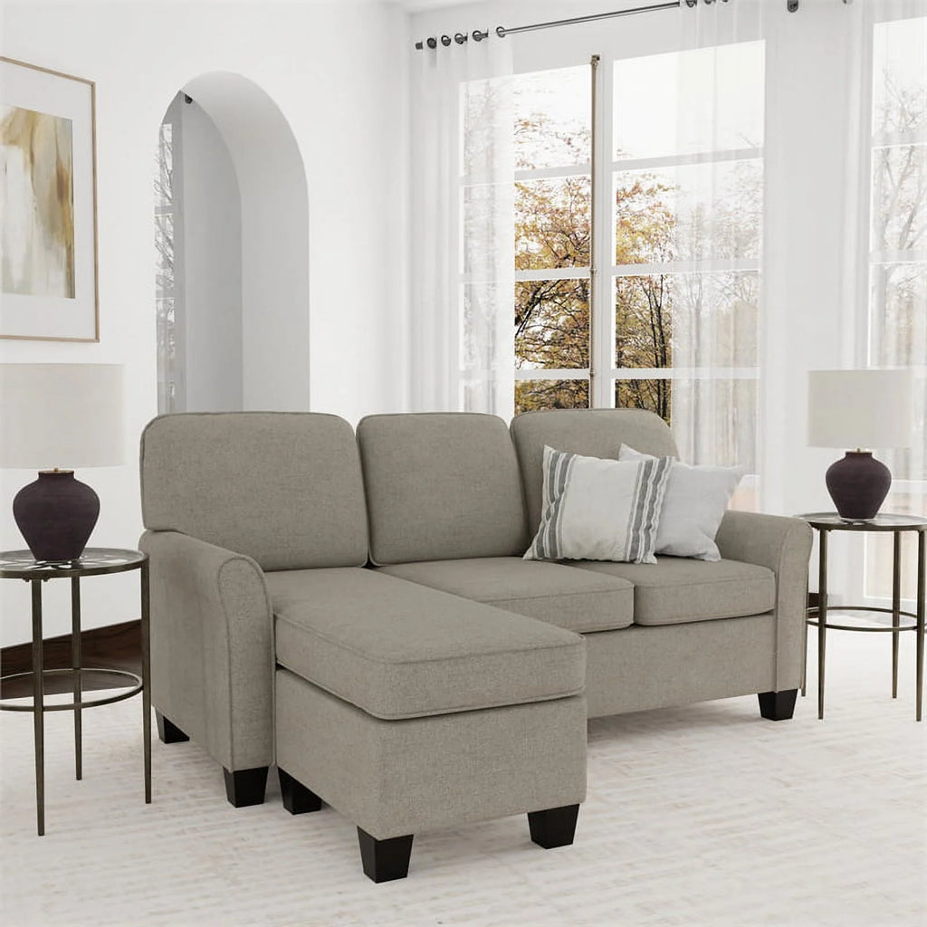 Reversible Sectional Chaise Greige Brown Fabric Q53179