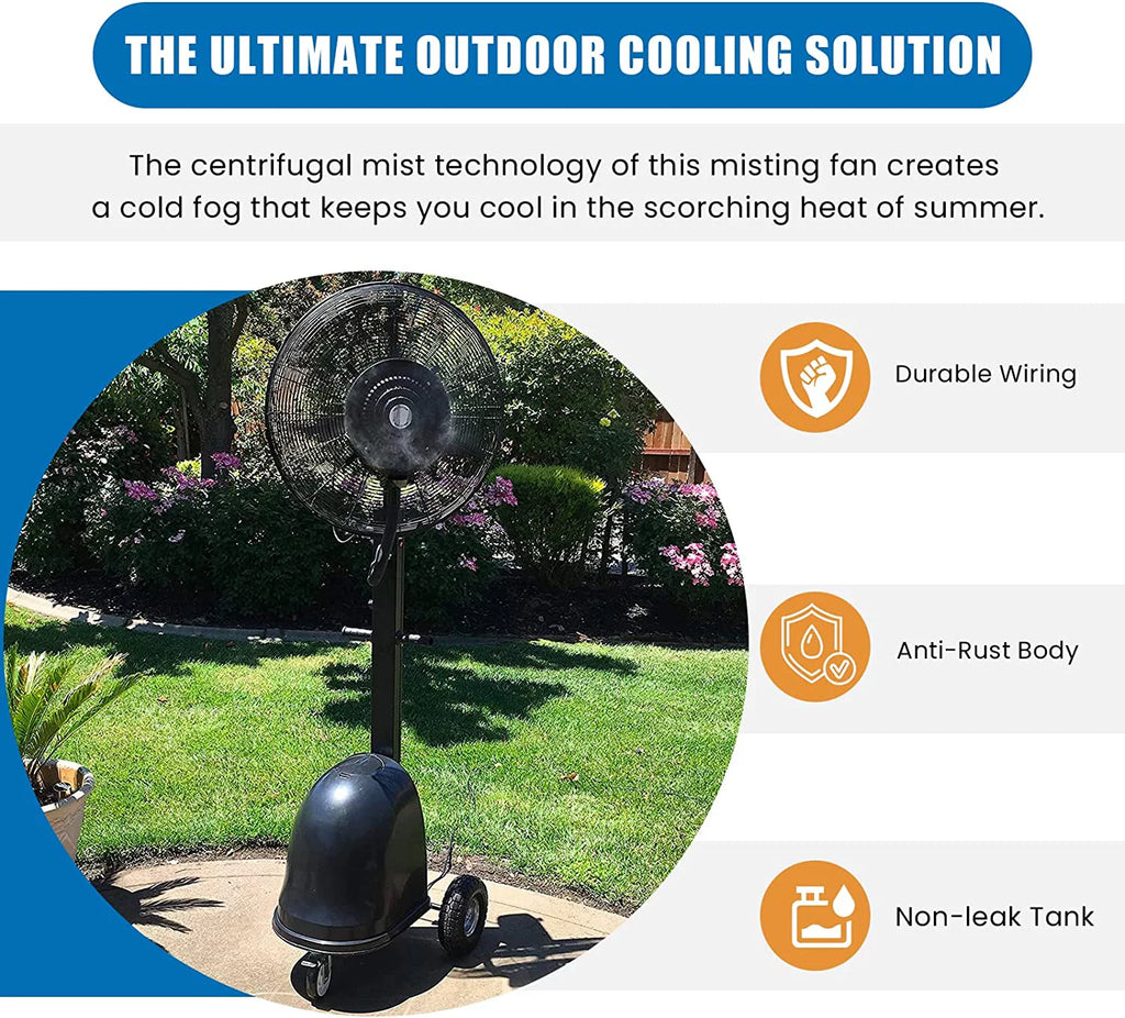 Oscillating Misting Pedestal Fan 12 Gallon 3 Speed 26 inch Black X533