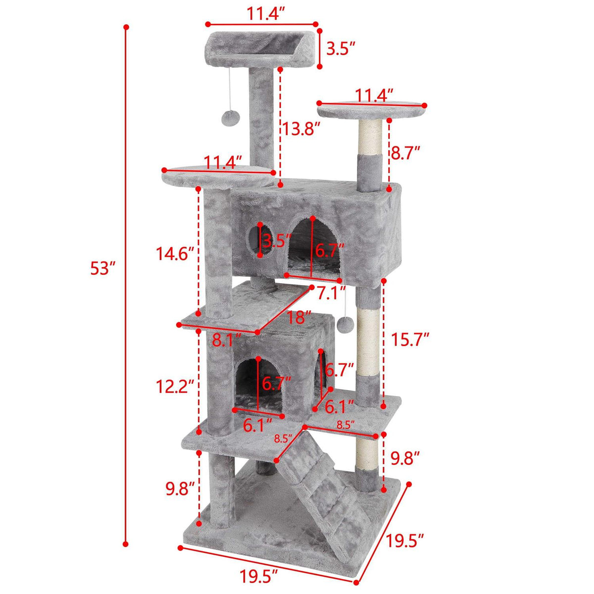 Cat Tree Multi-Levels Condos Scratching Post Tower O81537