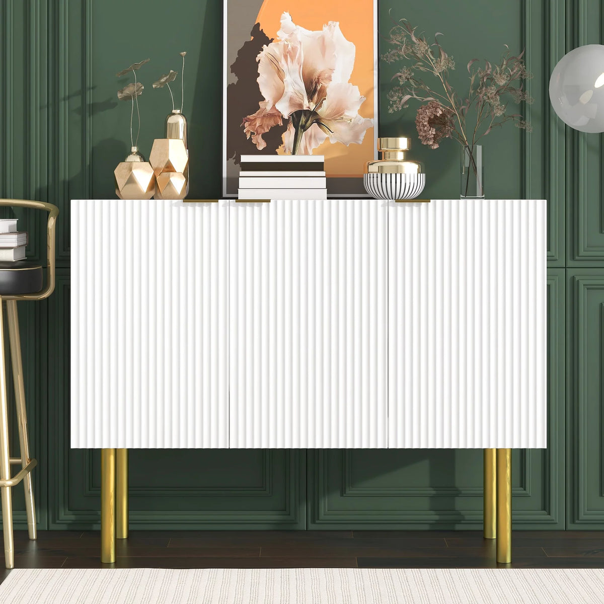 White Wood Buffet Cabinet with Storage V972122