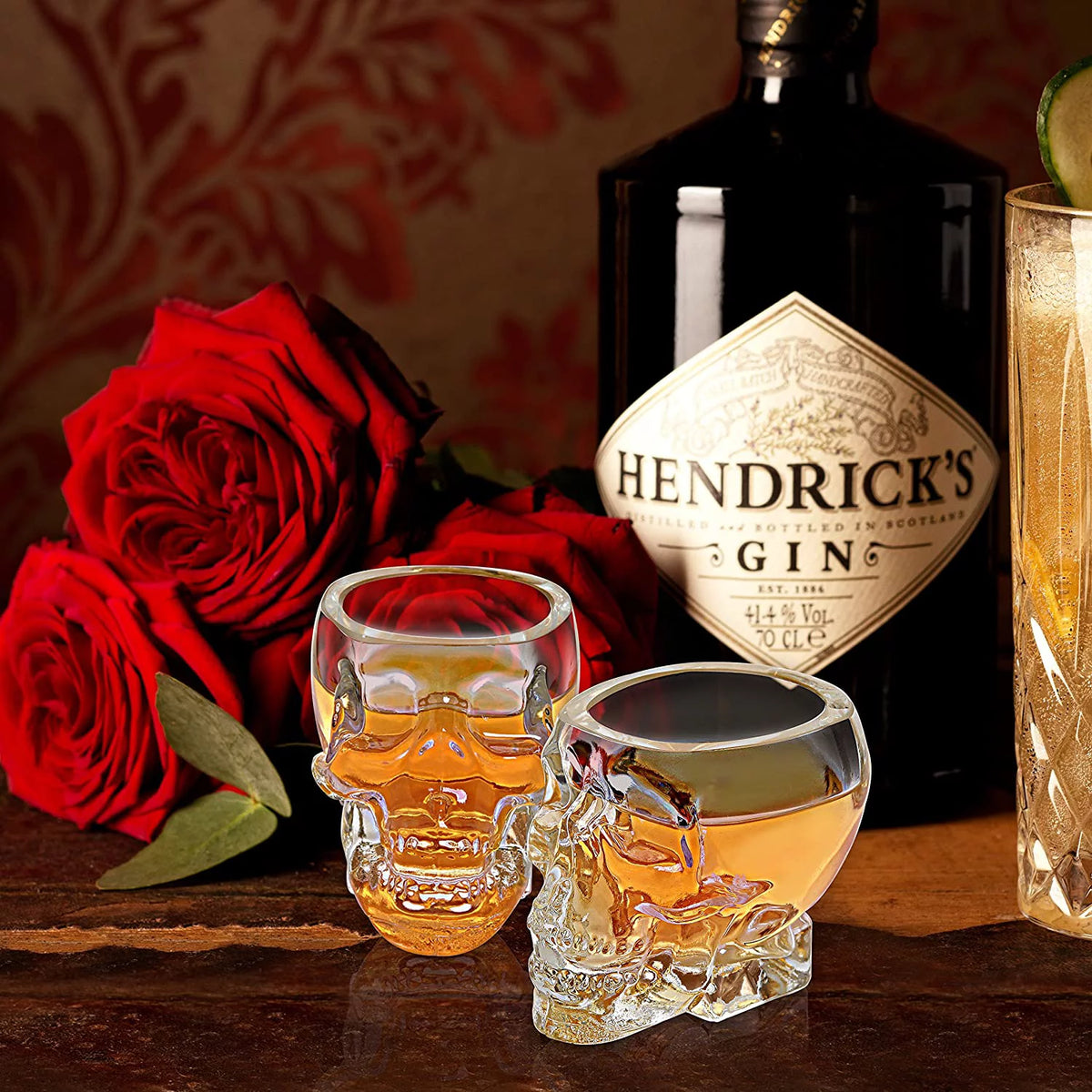 2.8 oz Set-of-6 Skull Shaped Clear Shot Glass F210