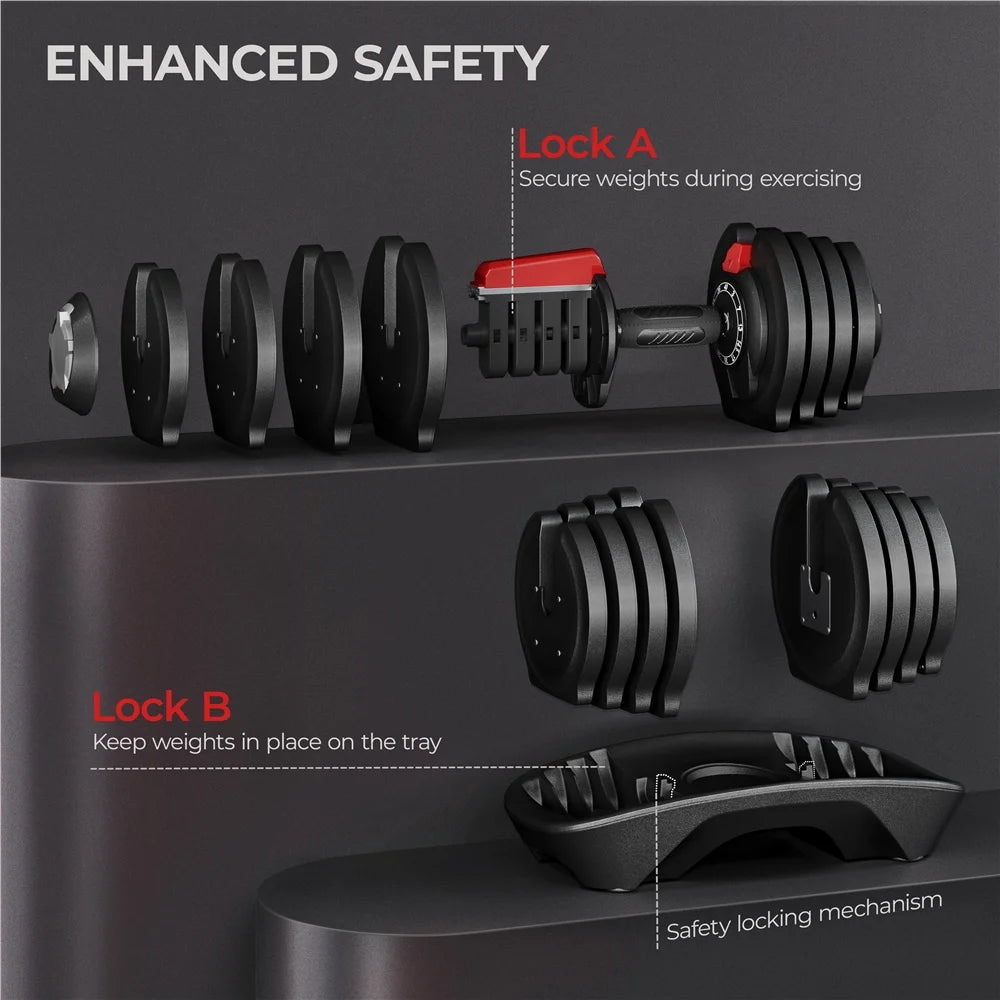 3-40lb 12-in-1 Quick-adjust Dumbbell Weights T61795