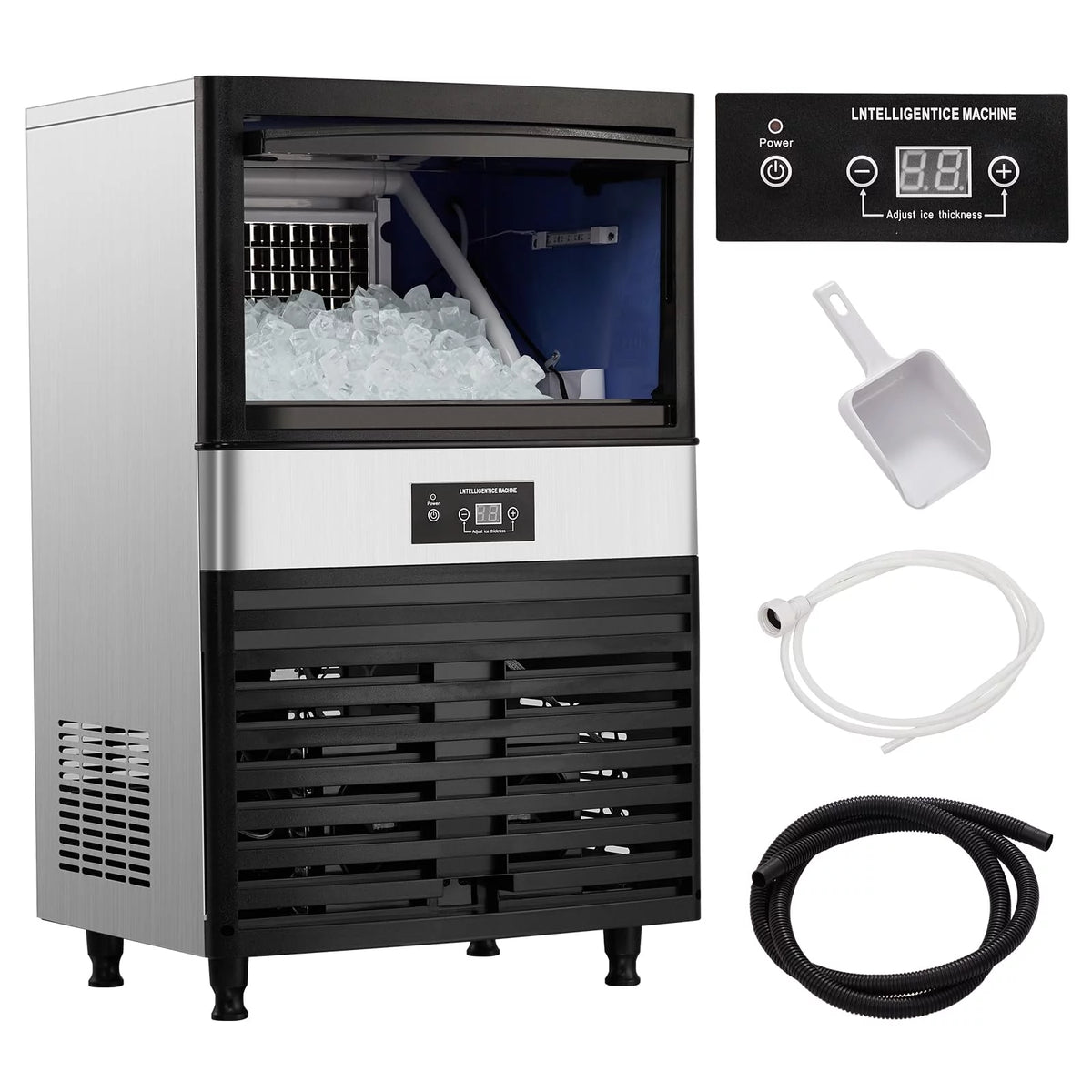 Commercial Stainless Steel Ice Maker with 44lbs Ice Storage P7226