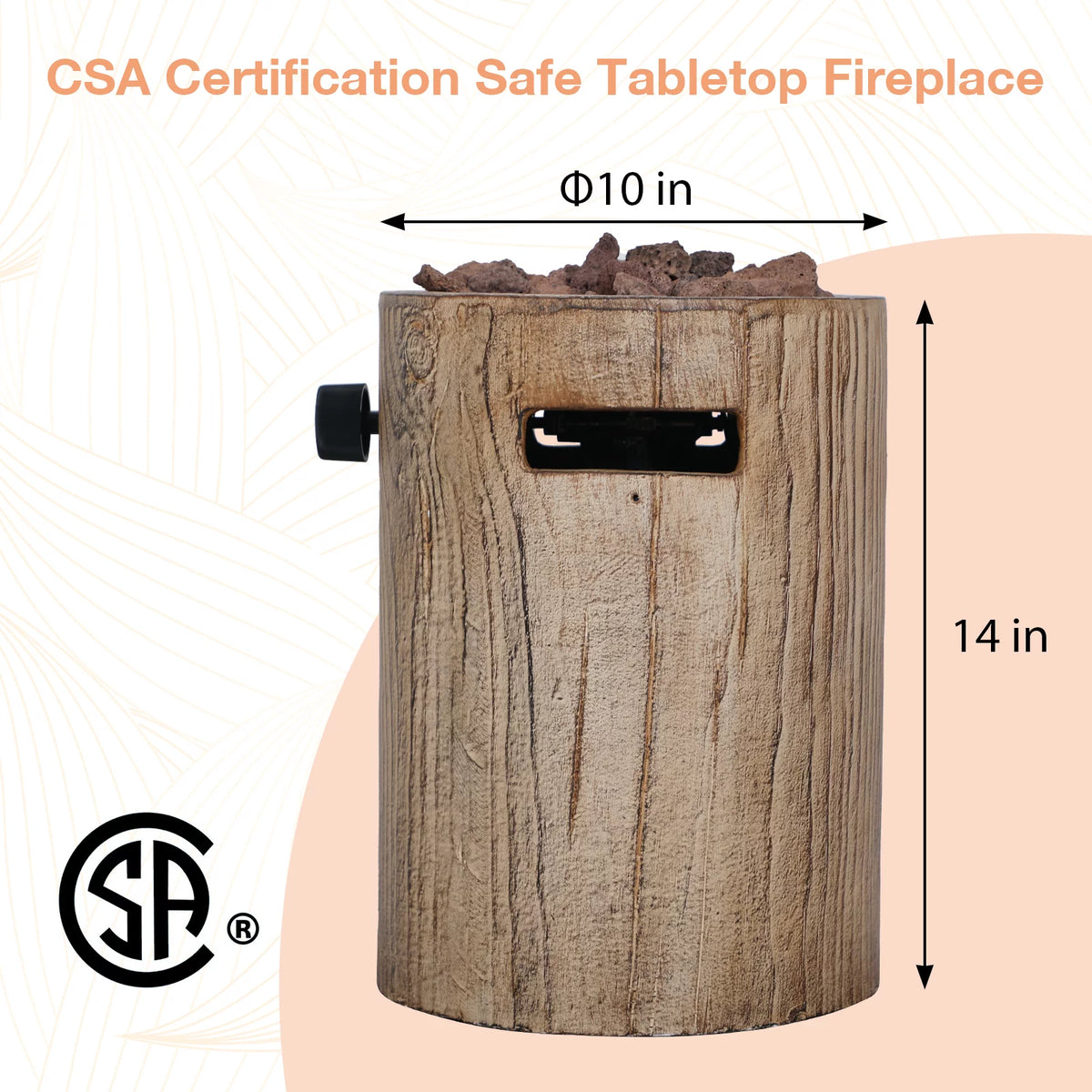 Tabletop Propane Fire Pit 10inch Portable Concrete Gas Fire Bowl D561623