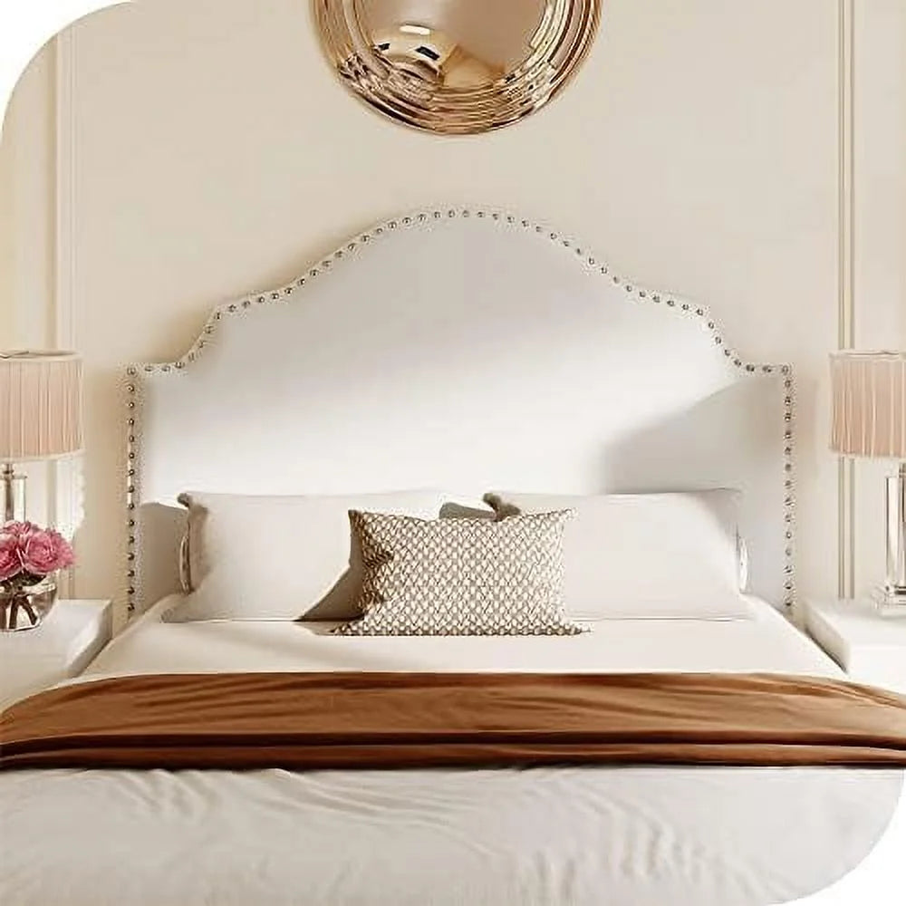 Beige Queen Size Upholstered Tufted Headboard T751706