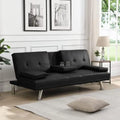 Convertible Folding Futon Sofa Bed with Metal Legs & 2 Cupholders G127958