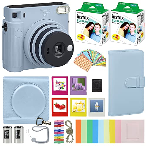 Chalk White Instant Camera with Carrying Case and 40 Sheets Film O4876