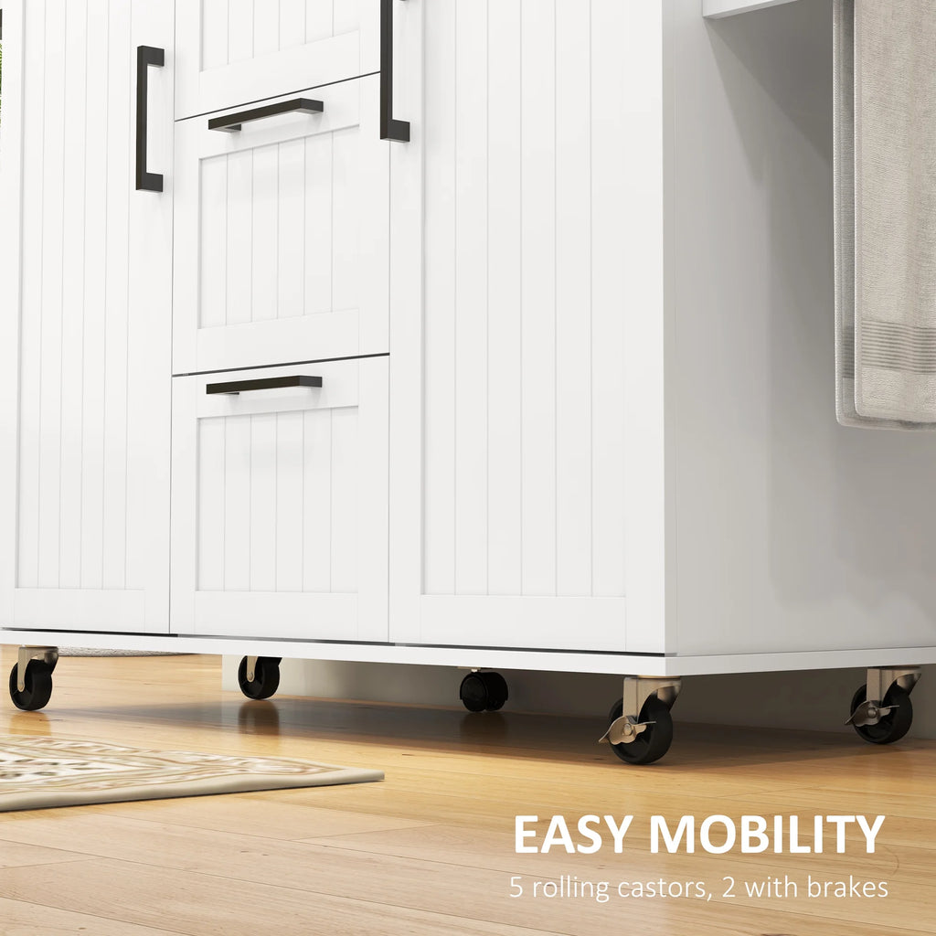 White Kitchen Island on Wheels H284569