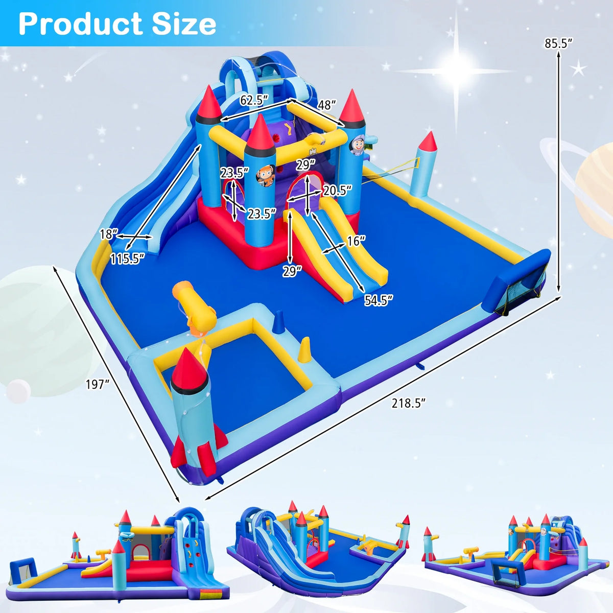 Inflatable Water Slide Park with 2 Slides Splash Pool G506081