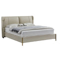 Cream Leather & Metal Cal King Bed P856
