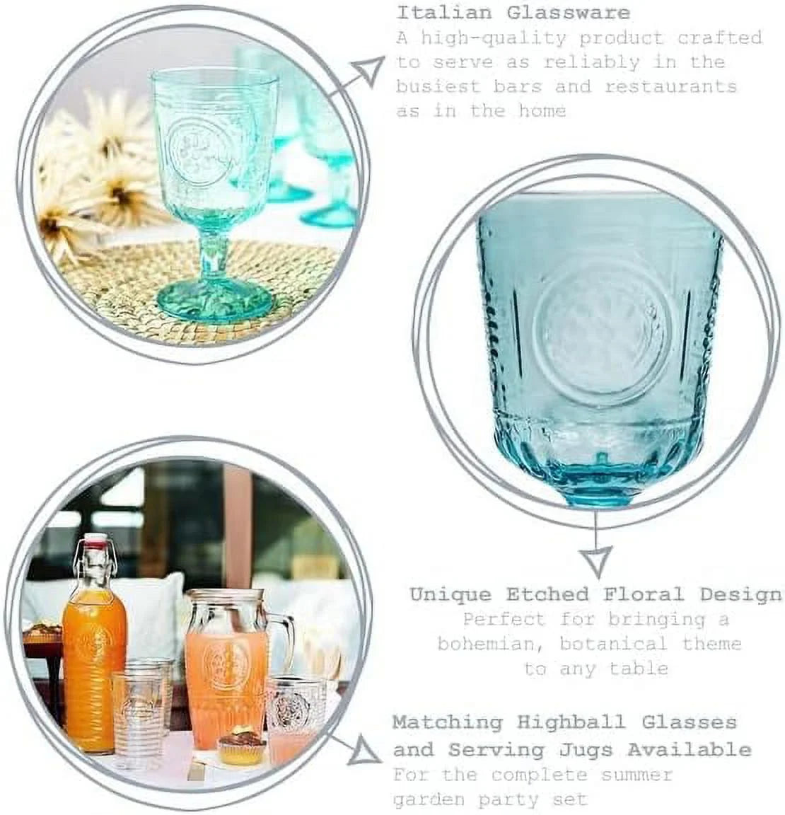Light Blue Set Of 6 Stemware Glasses Z45390