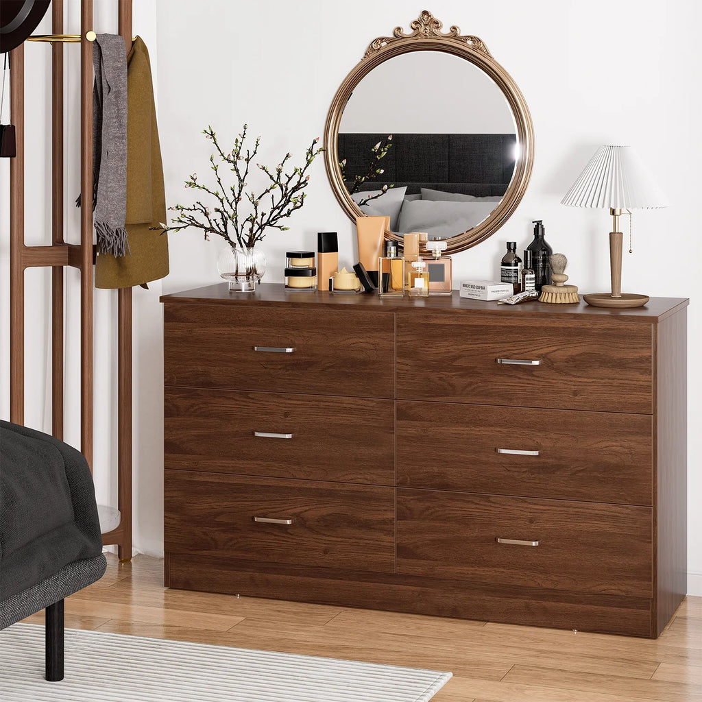Black 6 Drawer Wood Dresser Z90622