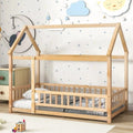 Twin Size Wooden Floor Bed with House Roof Frame O93869