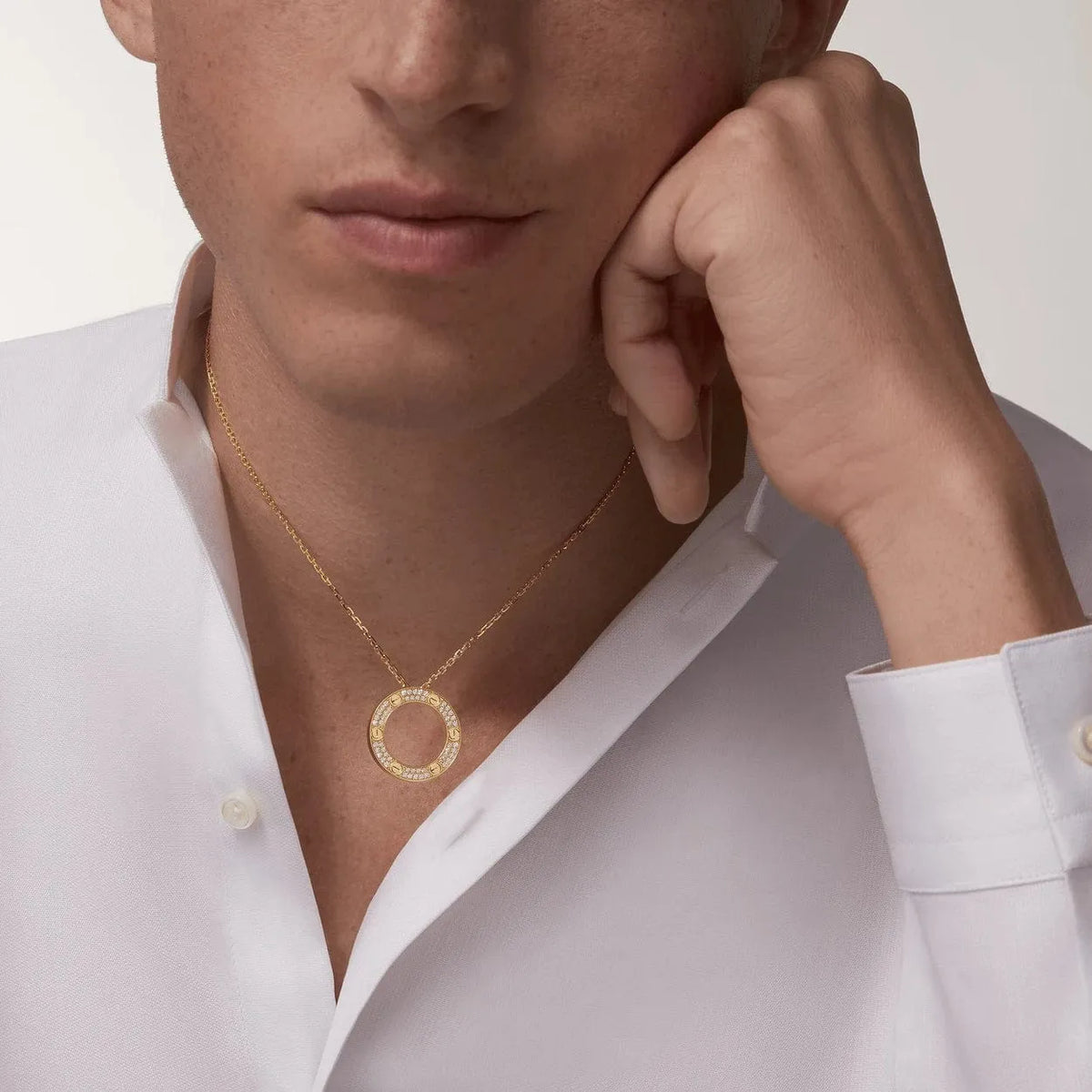 Screw Love Necklace With Diamond Paved T22145