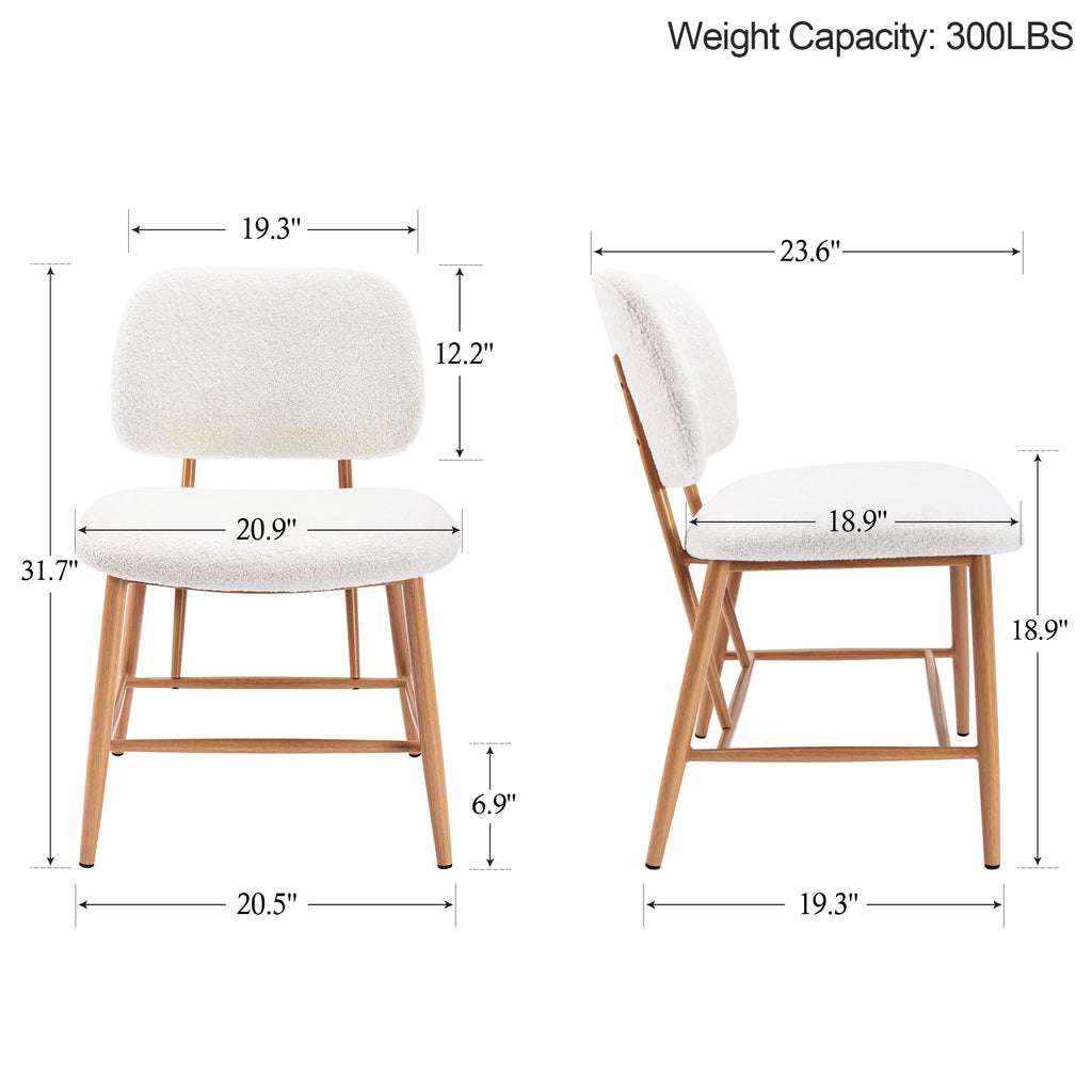 Teddy Upholstered Dining Chairs Set of 2 with Metal Legs D746