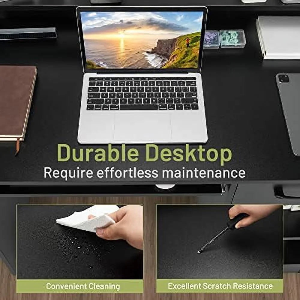 Black Wooden Computer Desk with Drawers W7062