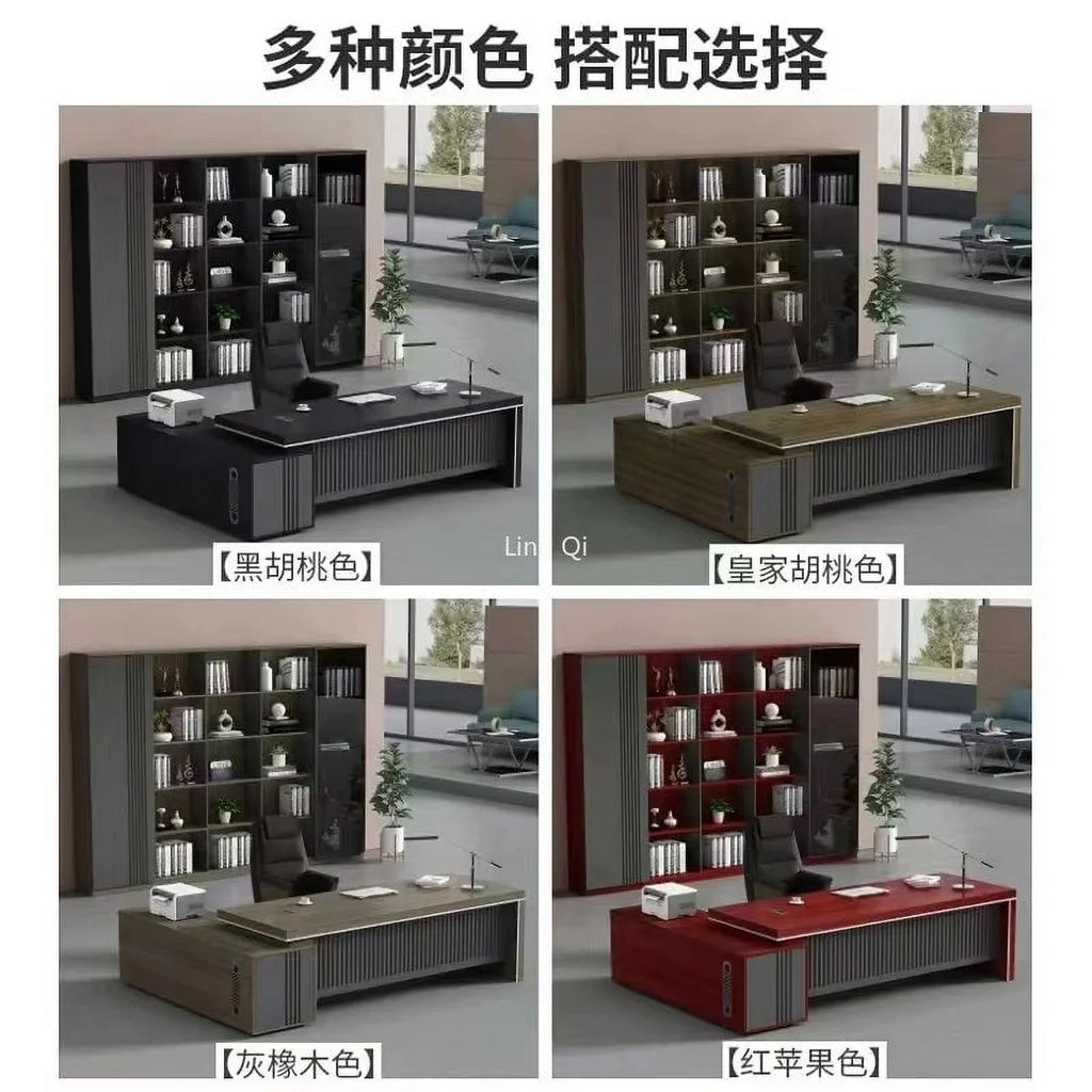 L Shaped Dark Wood Office Desk P7837
