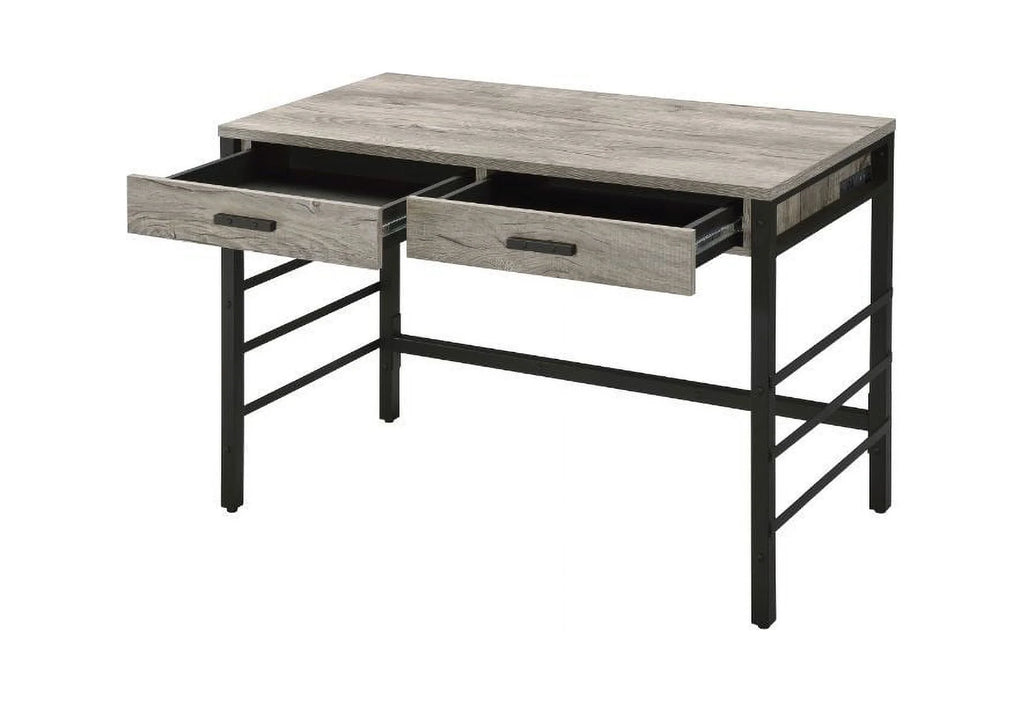 Light Weathered Oak Black Writing Desk B976