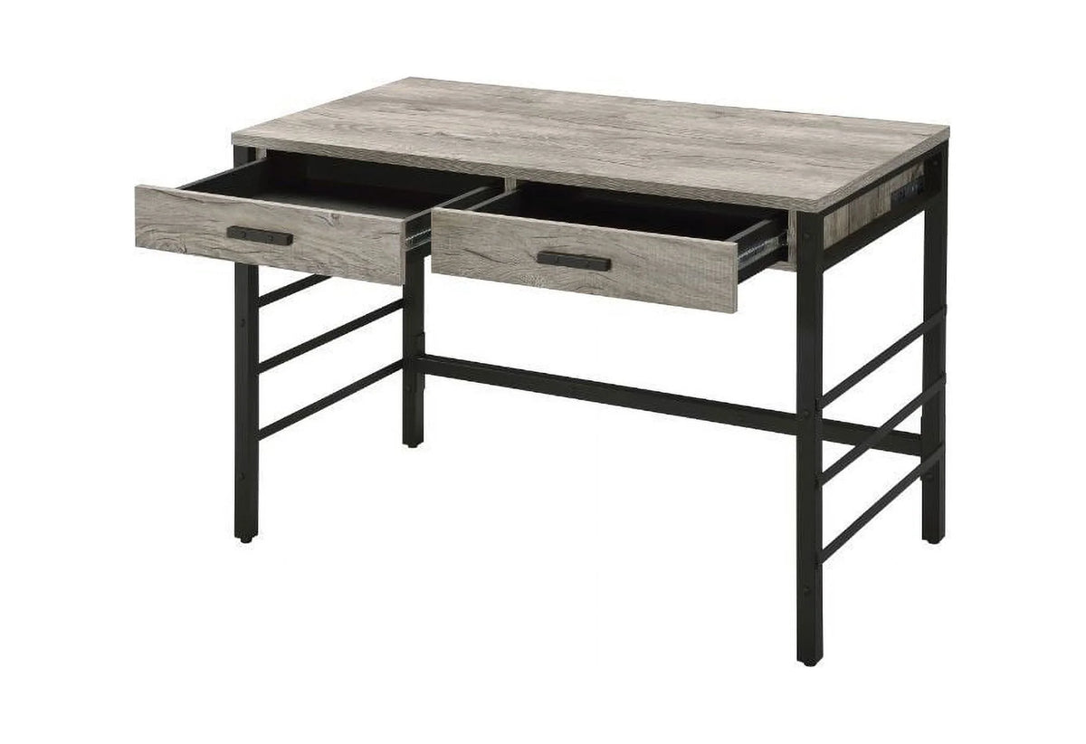 Light Weathered Oak Black Writing Desk B976