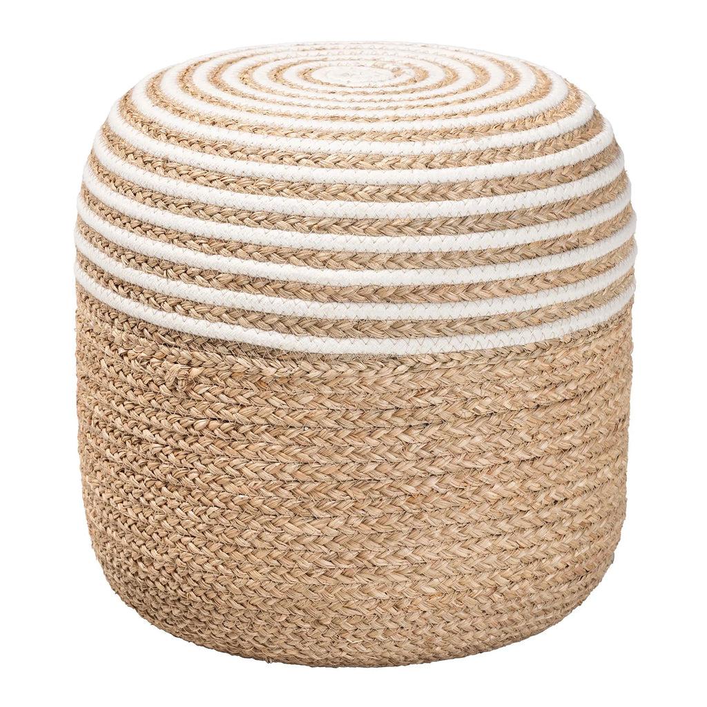 Natural Brown Seagrass and Woven Rope Ottoman Footstool Q657