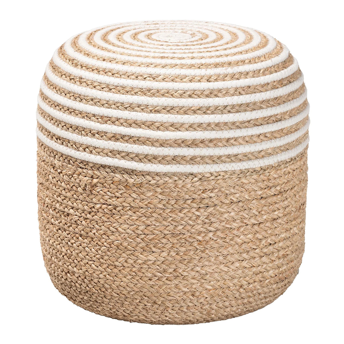 Natural Brown Seagrass and Woven Rope Ottoman Footstool Q657