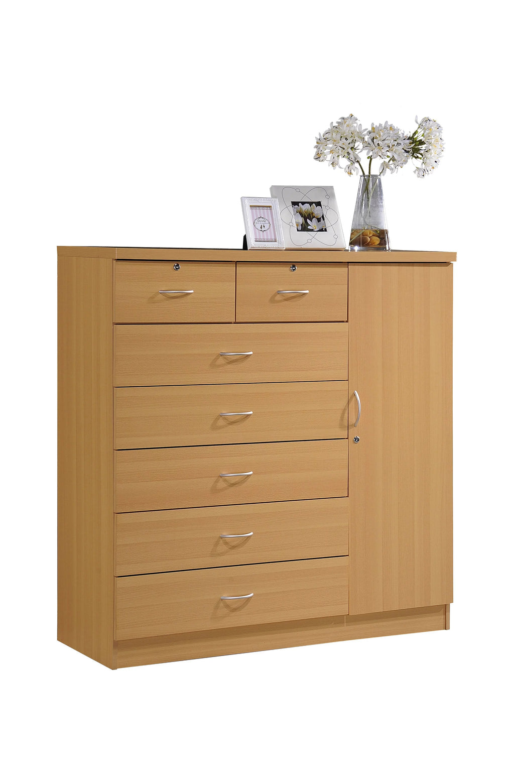 7 Drawer Dresser with Side Cabinet and 3 Shelves B633315