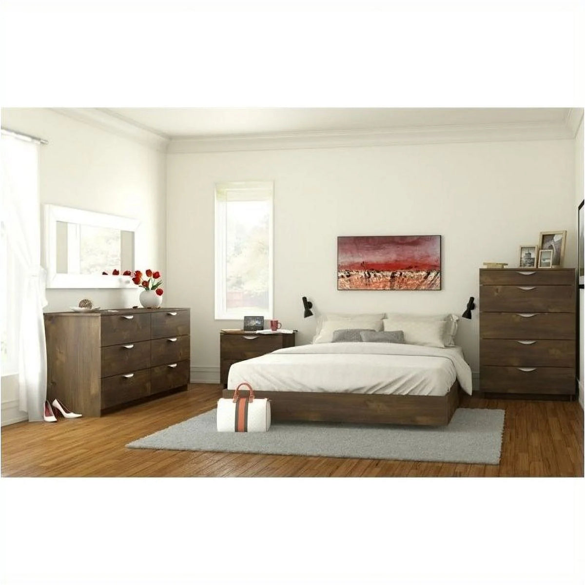 Contemporary Wood Queen Size Platform Bed H238306