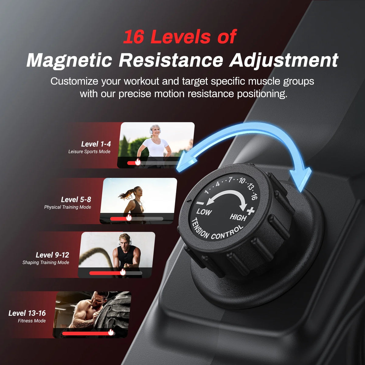 Magnetic Rowing Machine Quiet 16 Levels of Resistance Bluetooth Black Rower D46395