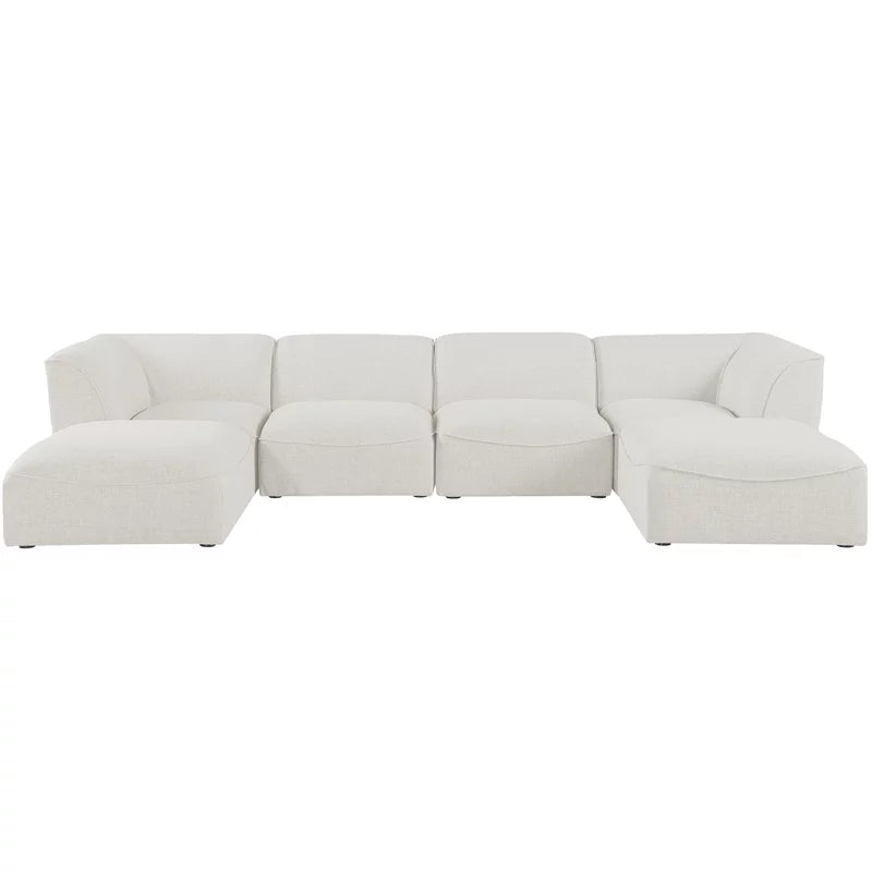 Cream Linen Textured Modular Sectional C867