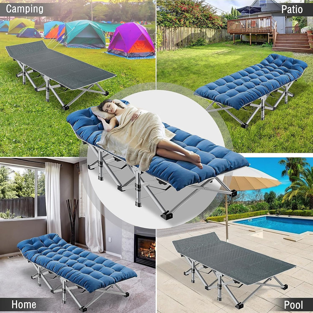 Oversized XXL Folding Camping Cot with 2 Sided Mattress & Carry Bag N6320
