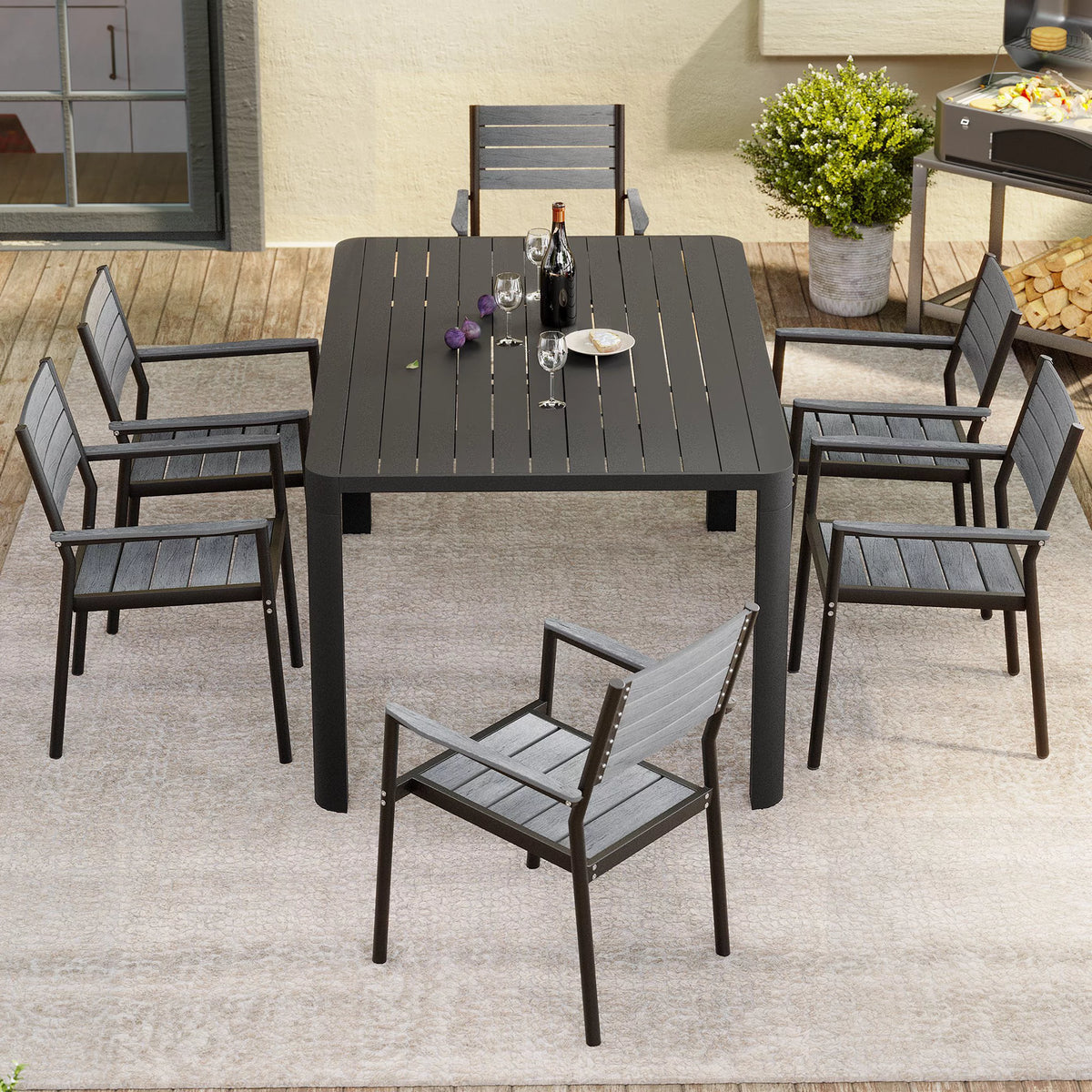 9 Pcs Aluminum Patio Dining Set V33979