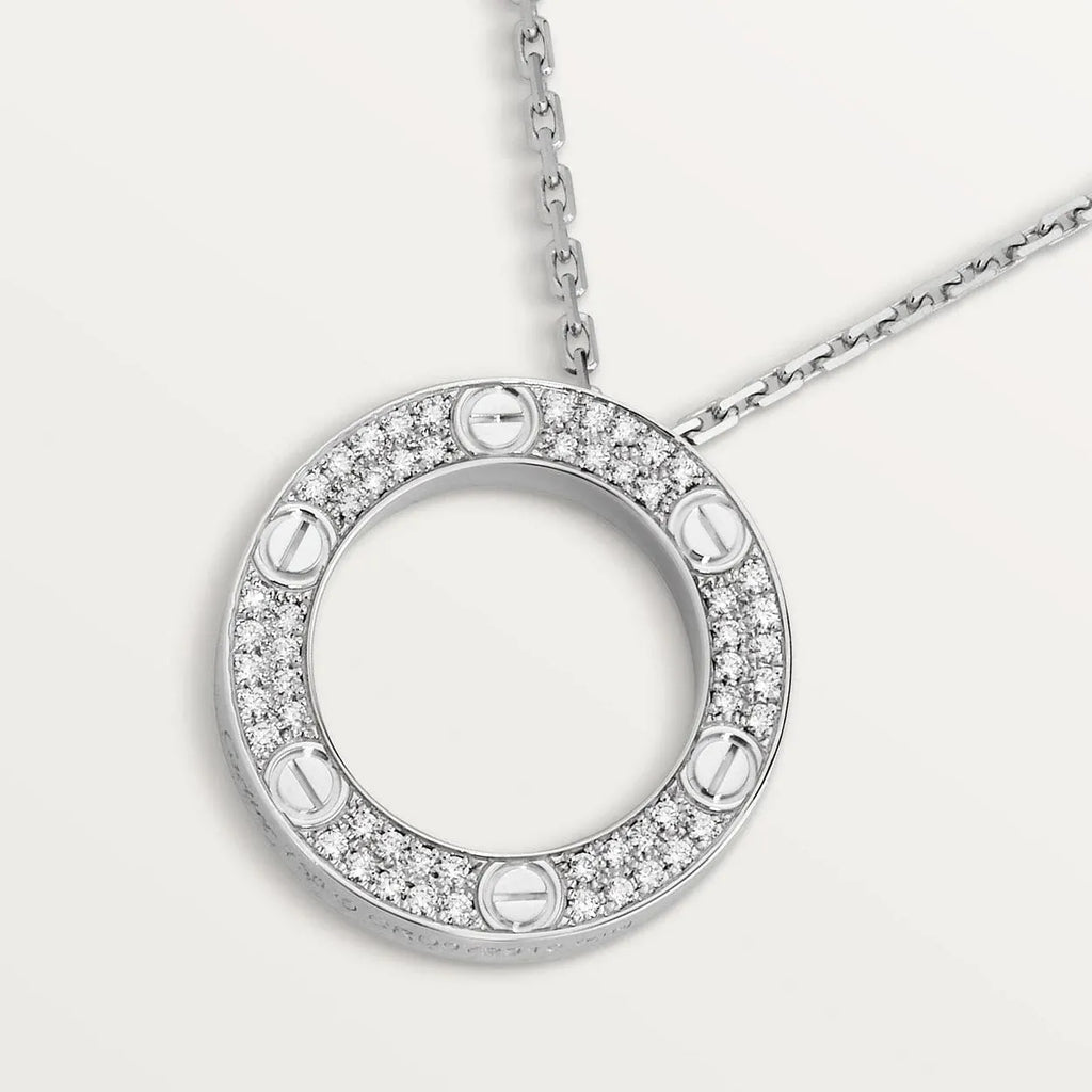 Screw Love Necklace With Diamond Paved T22145