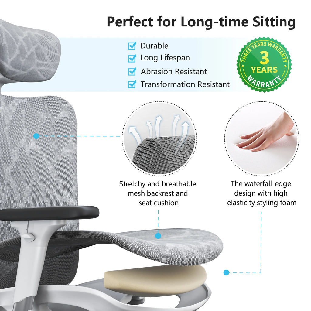 Black Ergonomic Mesh Office Chair with Headrest and Lumbar Support A813