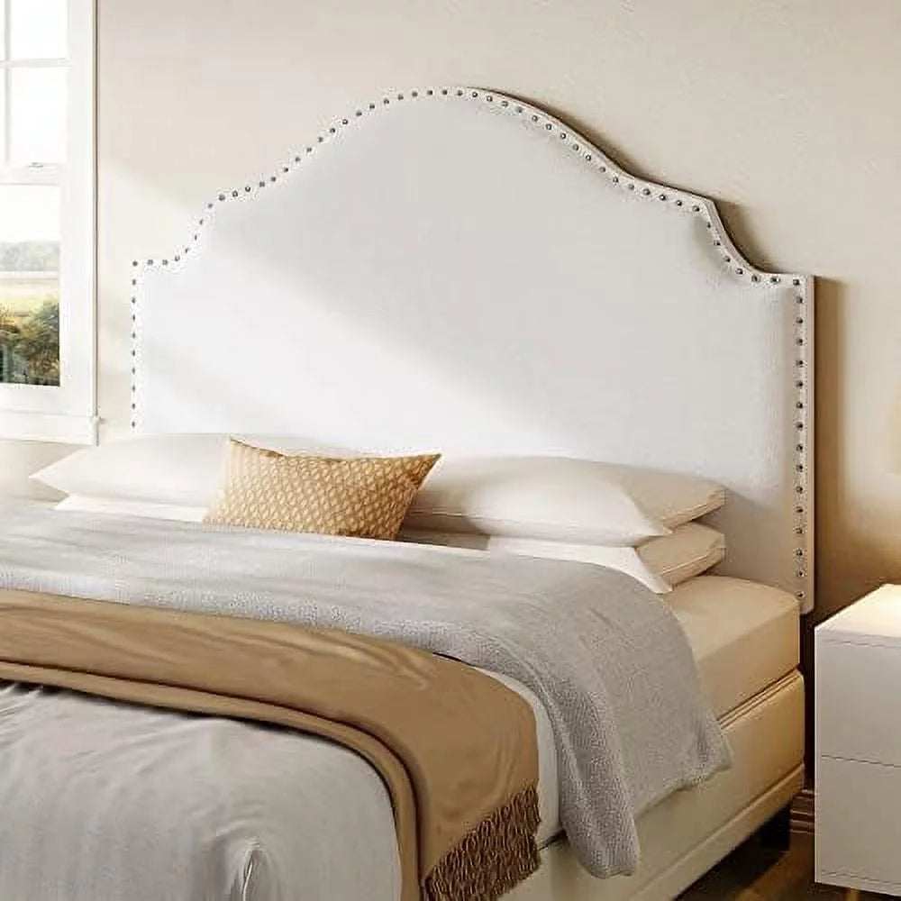 Beige Queen Size Upholstered Tufted Headboard T751706